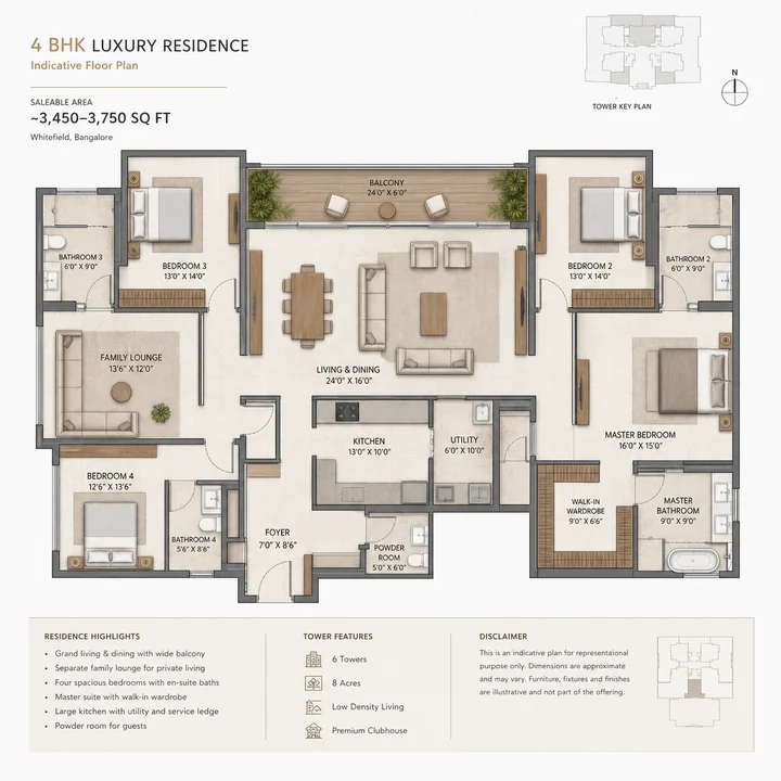 Lodha Hopefarm Whitefield 4 BHK floor plan layout